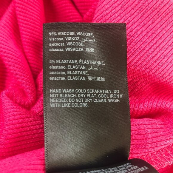 Bebe Rhinestone Logo Hot Pink Fitted Stretchy Dress Large - Picture 10 of 10